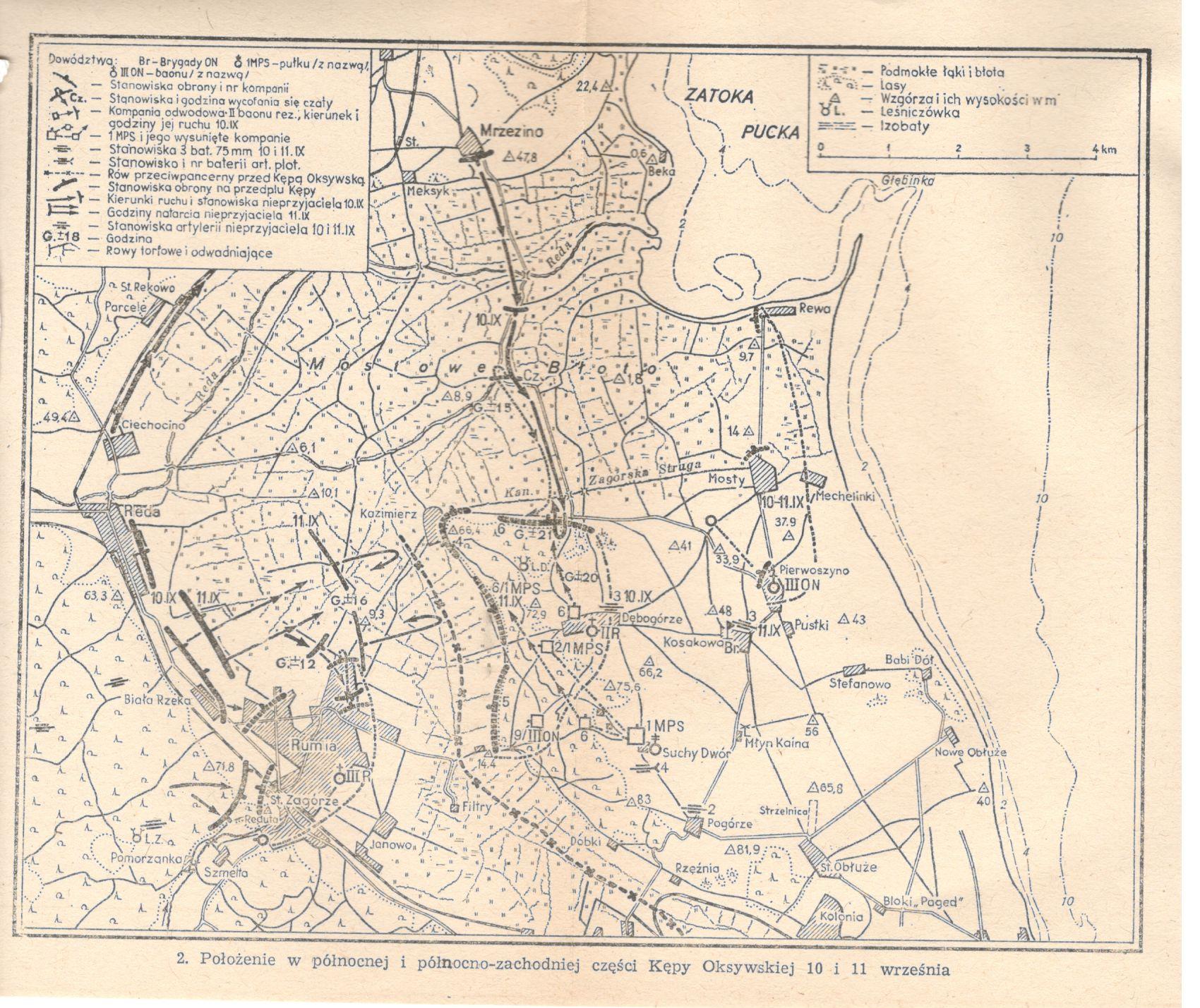 Kępa Oksywska i jej przedpole. Położenie 9 września 1939 r.